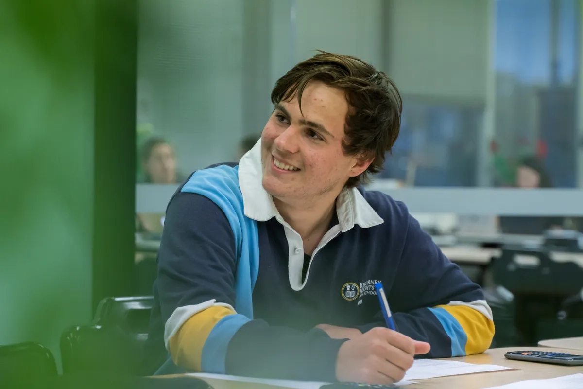 HSC student working through a problem during a lesson on campus